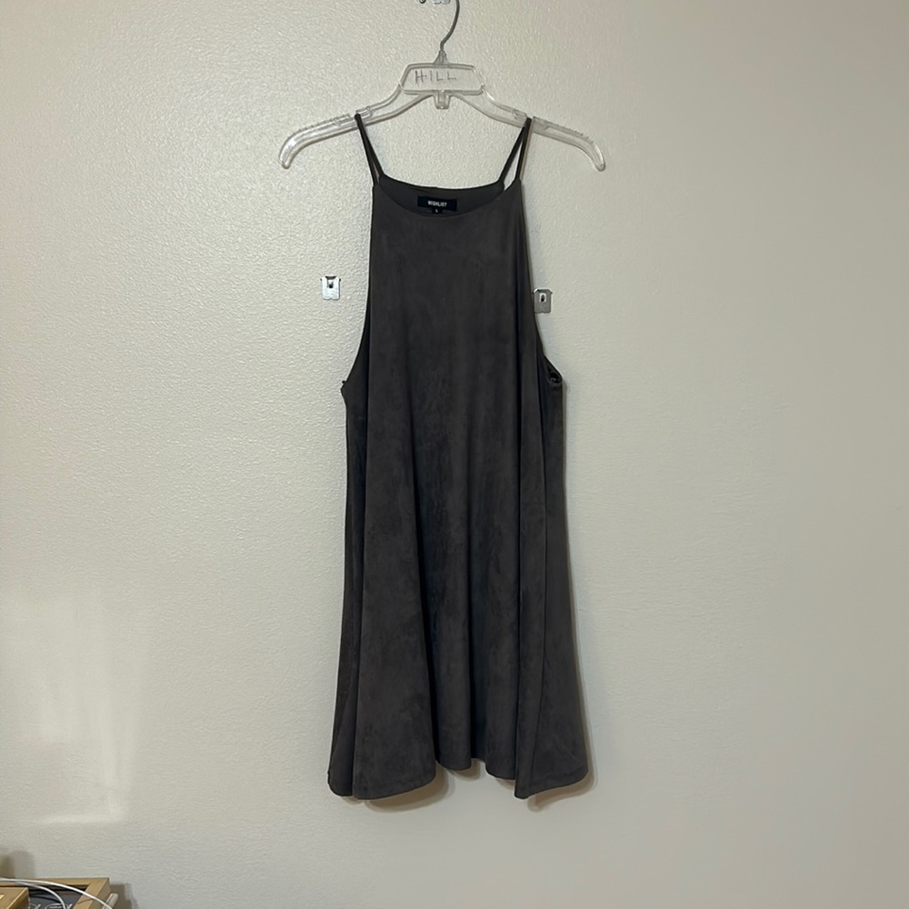Gray Suede Skinny Strap Dress Size L